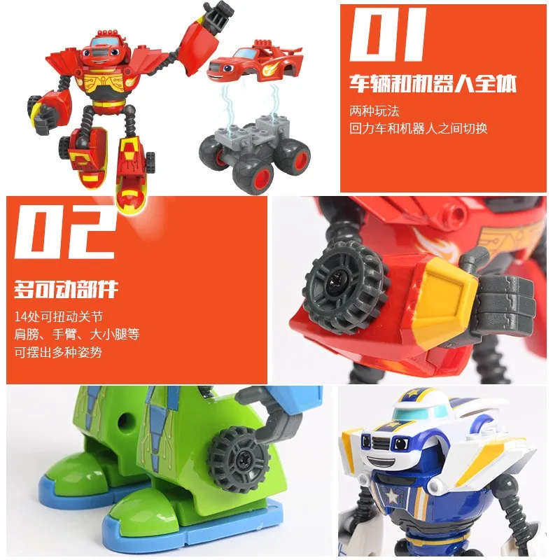 Hot Sell Anime Figure Blaze Monster Machines Cartoon Plastic Alloy Deformed Car Model Action Figures Toys Child Birthday Gifts