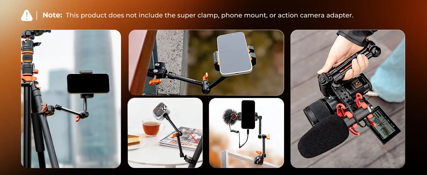 K&F CONCEPT Magic Arm mit 1/4"-Schraube, 2er-Pack, 9,8" Kamerahalterungsarm, 360° ° Kugelköpfe für DSLR-Kameras, Monitore, Blitzgeräte, LED-Leuchten und Kamerakäfige – Detail 3