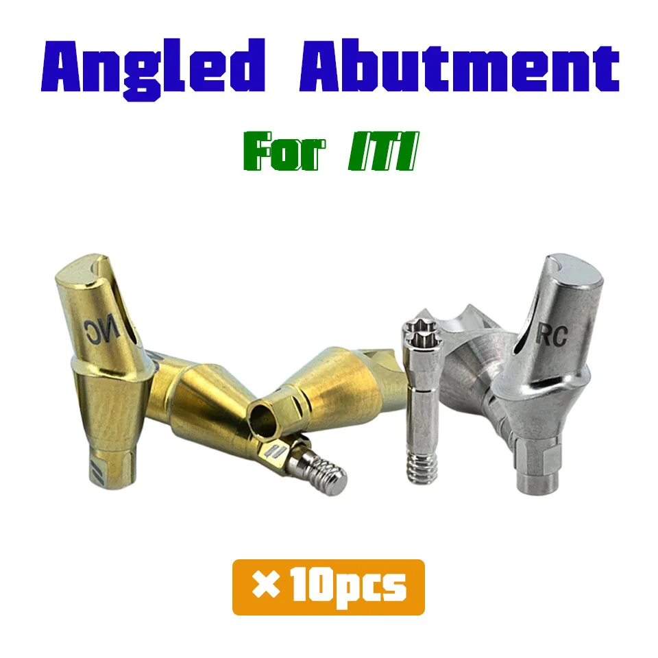 Dental Implant ITI Angled Abutment Titanium Alloy Bone Level 10pcs Regular Cross-fit Prosthetic Screw Components Denture Tools