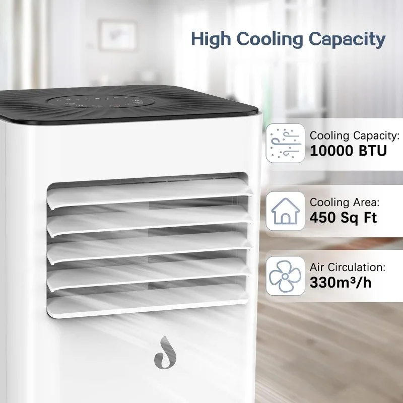 10,000 BTU Portable Air Conditioners,w/ Remote for Room to 450 sq.ft, 3 in 1 Air Conditioner w/ Dehumidification,Air Circulation