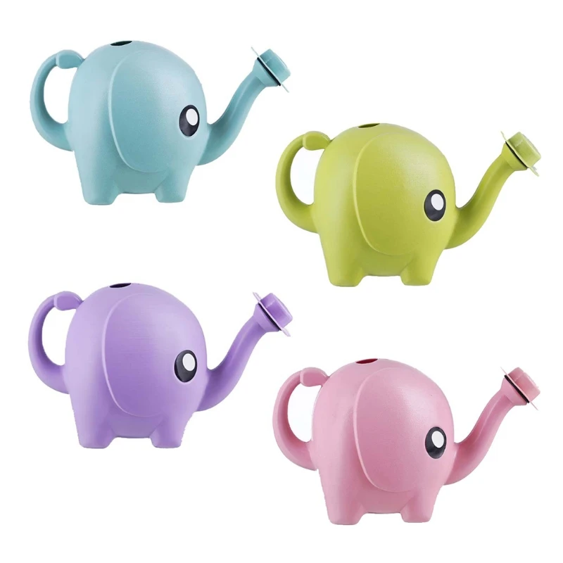 1L Cartoon Elephant Watering Can Children Plastic Long Spout Water Kettle Bottle for Plants Flower Pots Home Patio Lawn