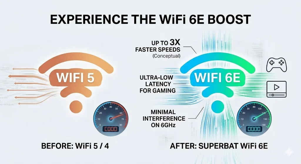 Superbat WiFi 6E Tri-Band 6GHz 5GHz 2.4GHz RP-SMA Magnet Mount Base Antenna for PC Desktop Computer Motherboard Wukong Game PC