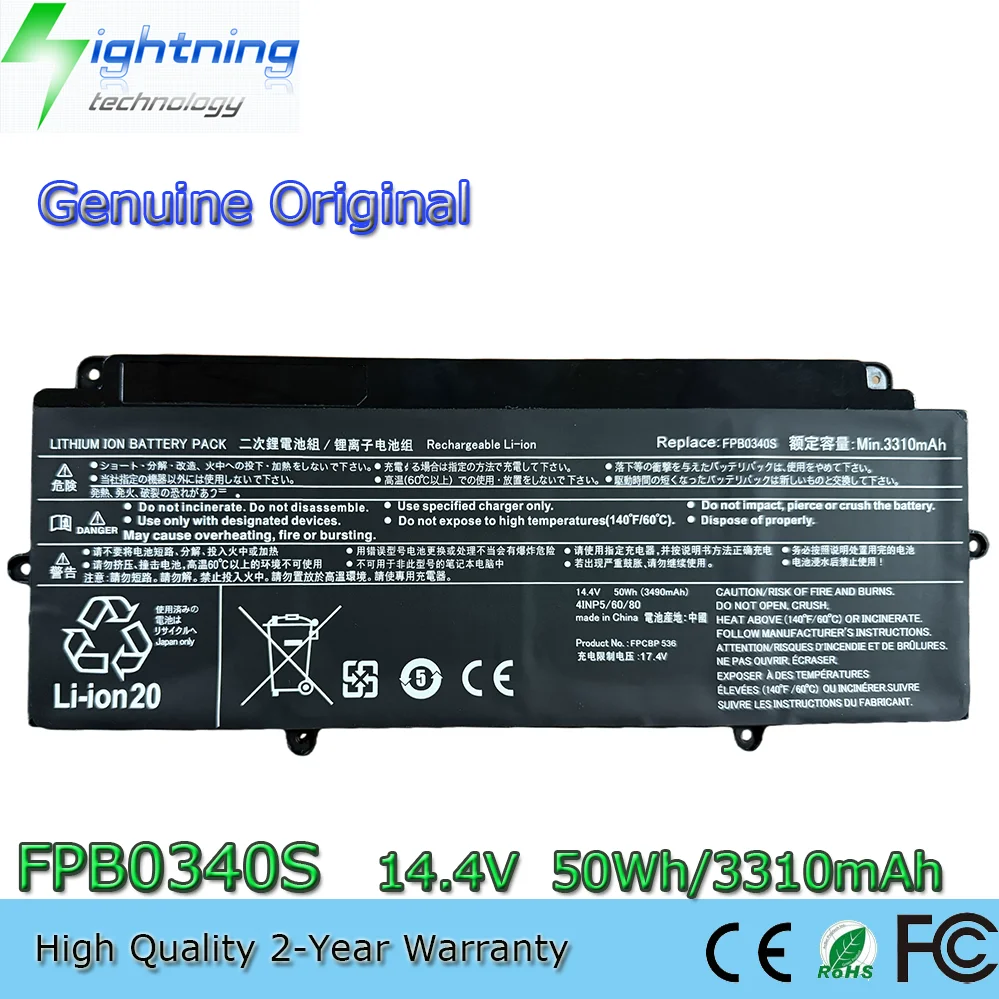 Genuine FPB0340S FPCBP536 Original Laptop Battery for Fujitsu LifeBook U937 U938 U939 U939X U9310 4INP5/60/80 CP737634-0