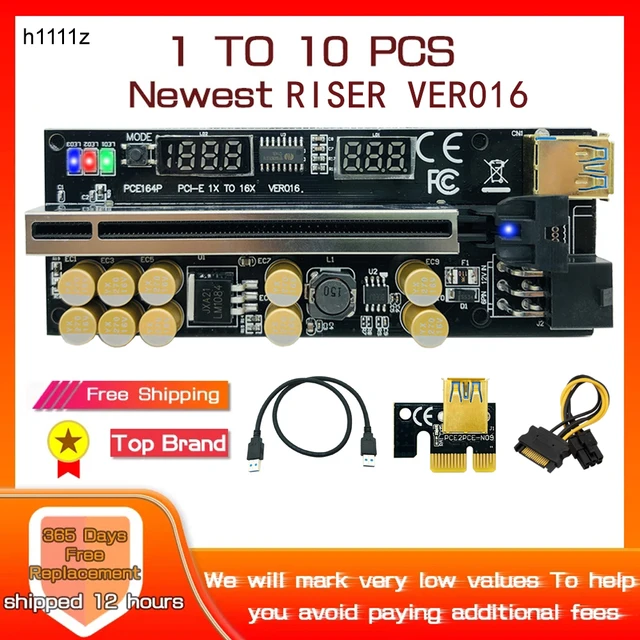 1-10 sztuk PCIE Riser dla karty graficznej Riser 016 USB 3.0 napięcie temperatury GPU Riser PCI Express X16 Extender 6Pin moc dla górnictwa