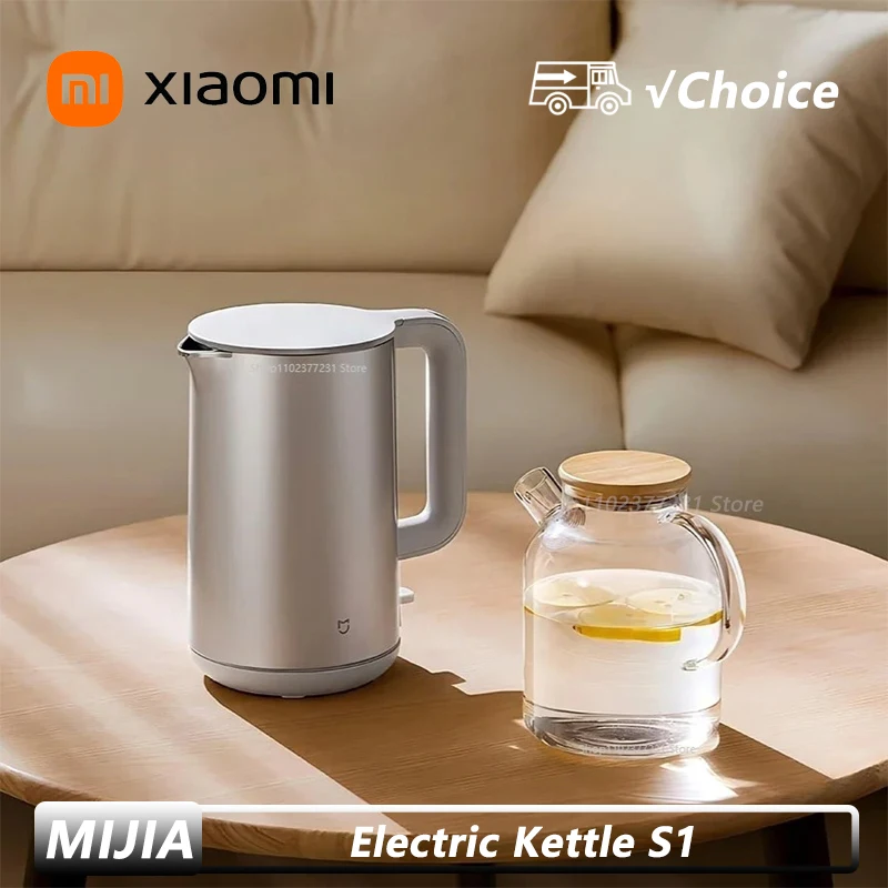 Original Xiaomi Mijia Wasserkocher S1 Mehrschichtiger Sicherheitsschutz 1800 W Hochleistungs-220 V Edelstahlauskleidung 1,7 l Fassungsvermögen