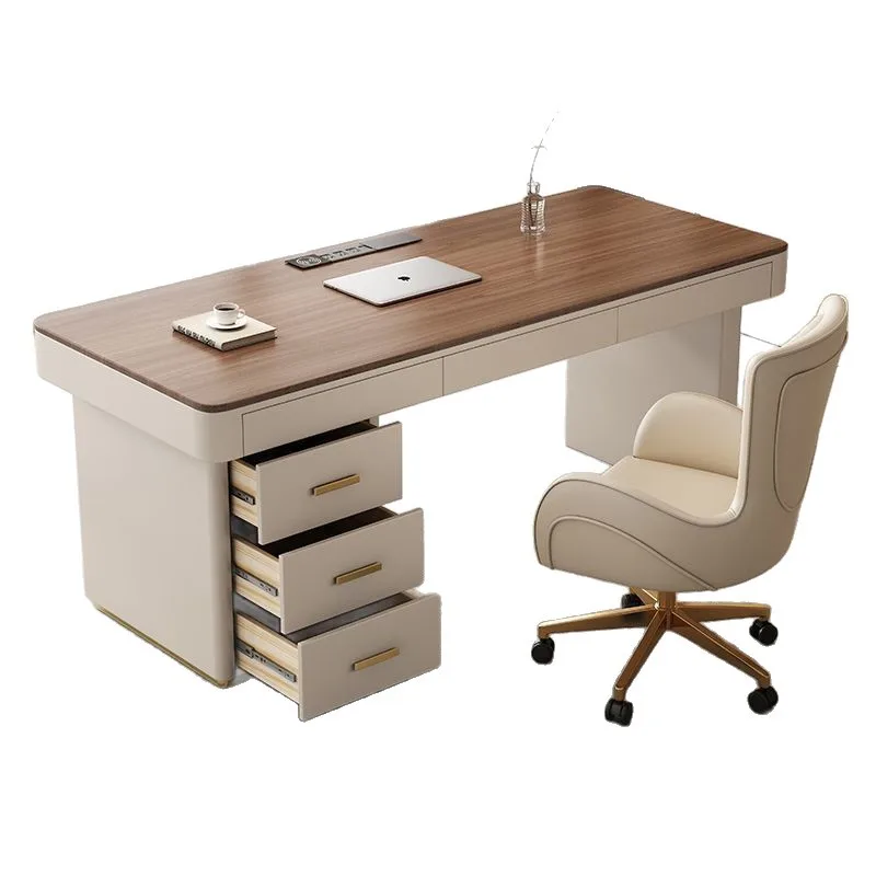 

Walnut solid wood desk light luxury temperament simple high sense home study living room computer workbench desk