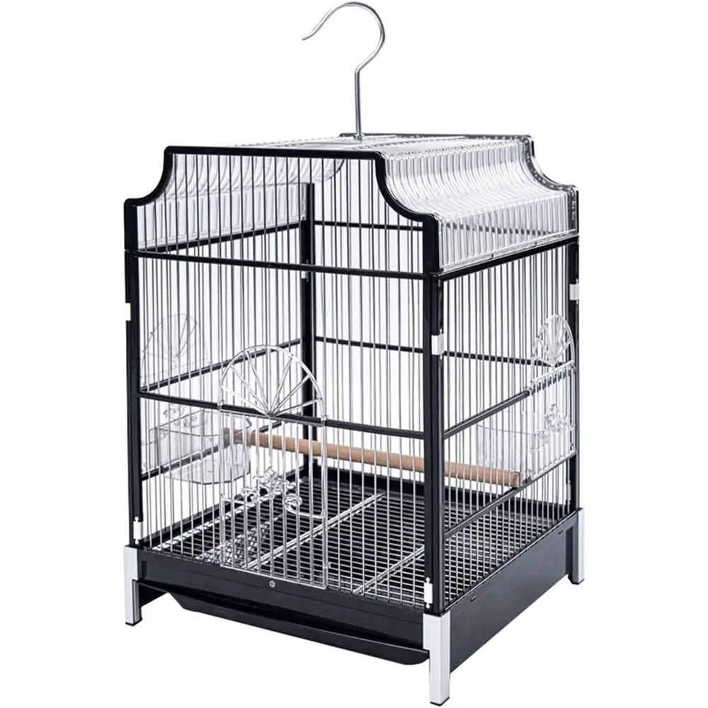 

Large Gold Wrought Iron Bird Cage with Rolling Stand for Parakeets, Canaries, and Parrotlets