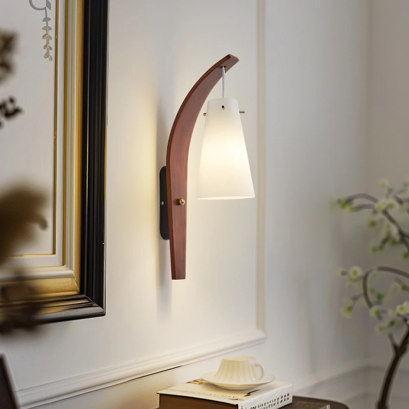 Stained Window Background Wall Lamp Walnut Simple LED Hardwares Living Room Luminous Indoor Lighting Simple Bedroom Stair Light