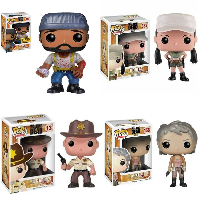 Funko Pop Walking Dead Tyreese 310# Rosita 387# Carol Peletier 156# Rick Grimes 13# Action Figure Model Toys for Birthday Gifts