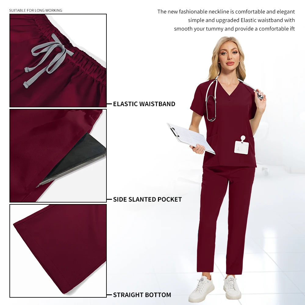 Moda dentista terno médico esfrega uniformes enfermeira cirúrgica esfrega conjuntos hospital enfermagem terno clínica salão de beleza workwear