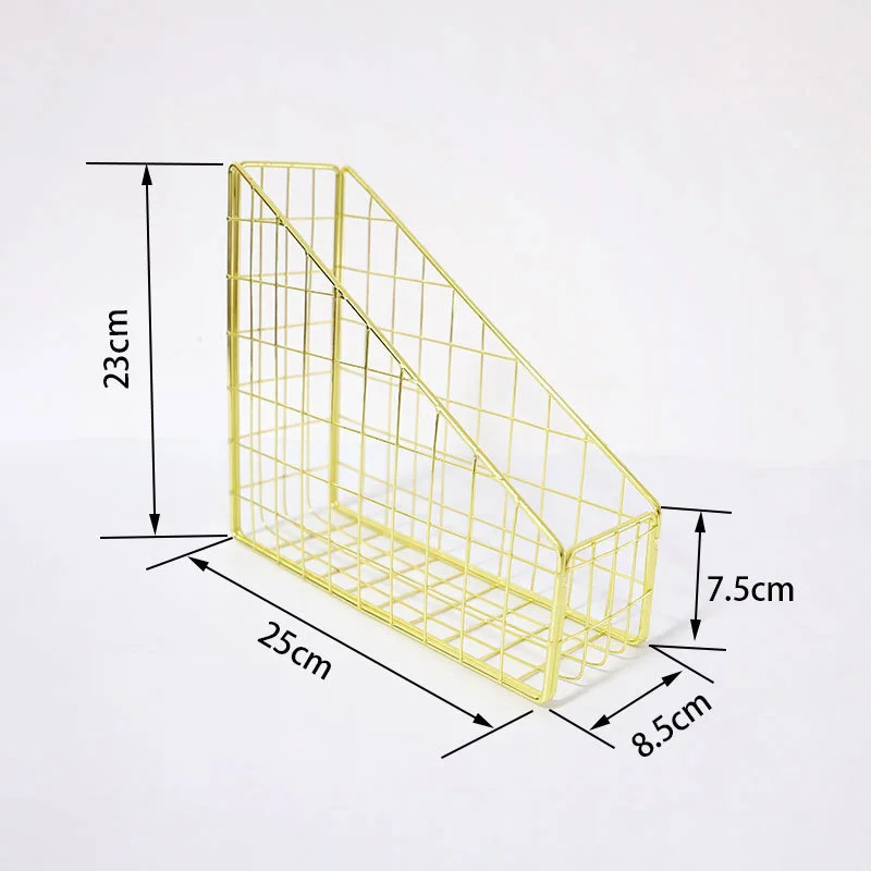 Leading-Electroplated Iron Book Holder Desktop Shelf File Magazine Book Stand Office Home Stationery Organizer Holder
