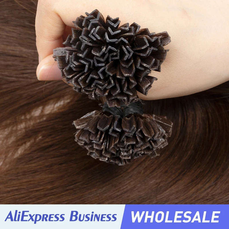 

Wholesale K-tip Keratin Hair Hot Fusion Human Hair Natural Hair Extensions Italy Keratin Glue Machine Remy Hair Thick