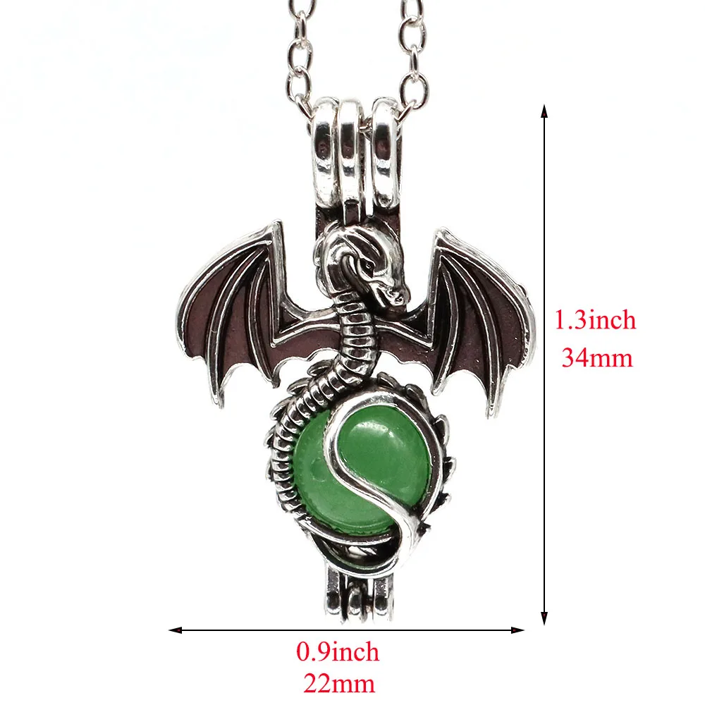 Dragon Necklace Pendant Natural Crystal Stones Green Aventurine Round Beads Healing Reiki Chakra Fashion Jewelry Gifts Wholesale