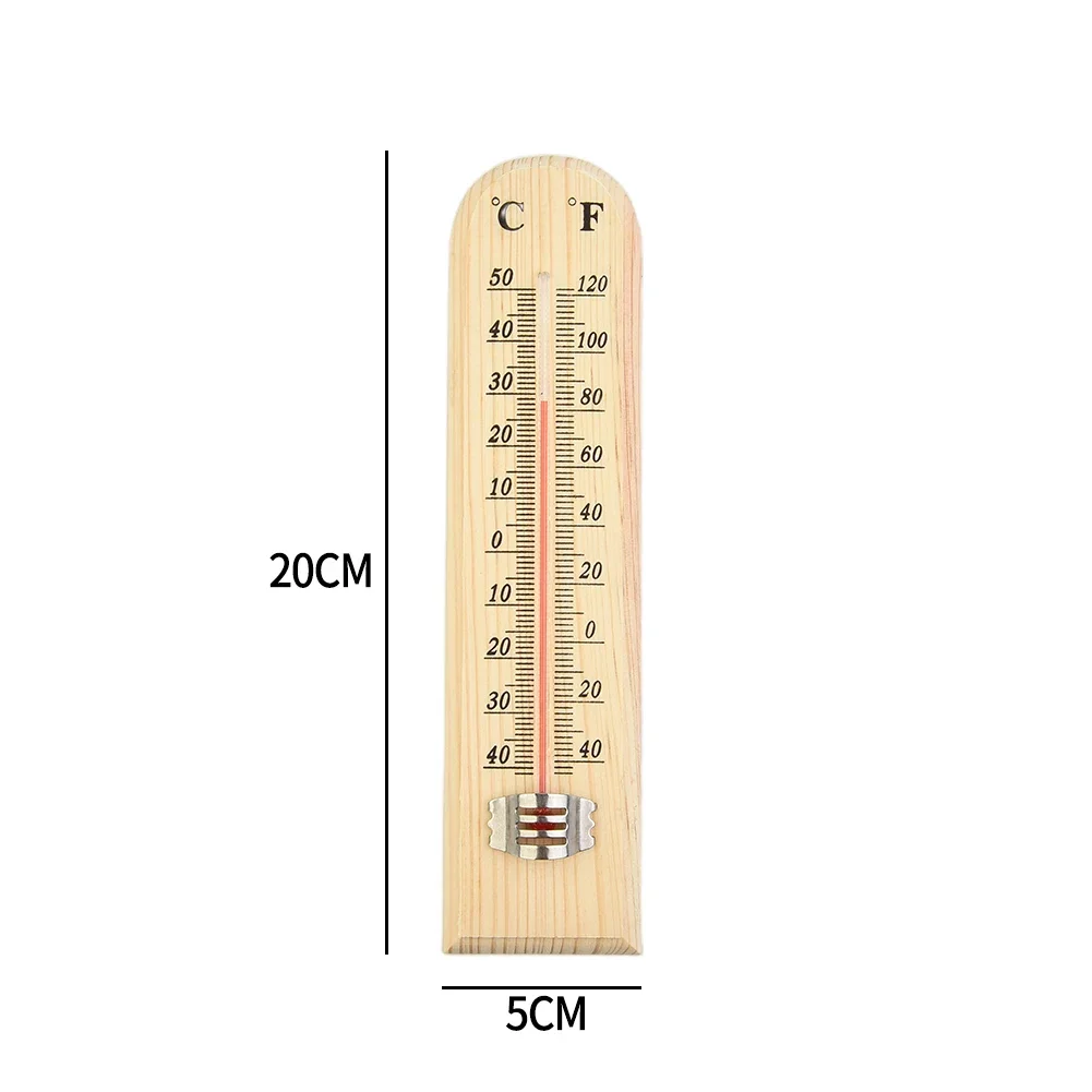 200mm Wooden Wall Hang Thermometer Indoor Outdoors Logger Meter Garden Greenhouse Garage Garden Breeding Temperature Controller