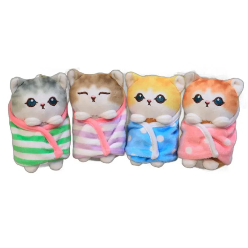 

12 шт./лот, 4 дюйма, милая аниме-акула, кошка, кукла, плюшевая игрушка, брелок для ключей, подвески в виде маленького кота, сумка, очаровательные подарки