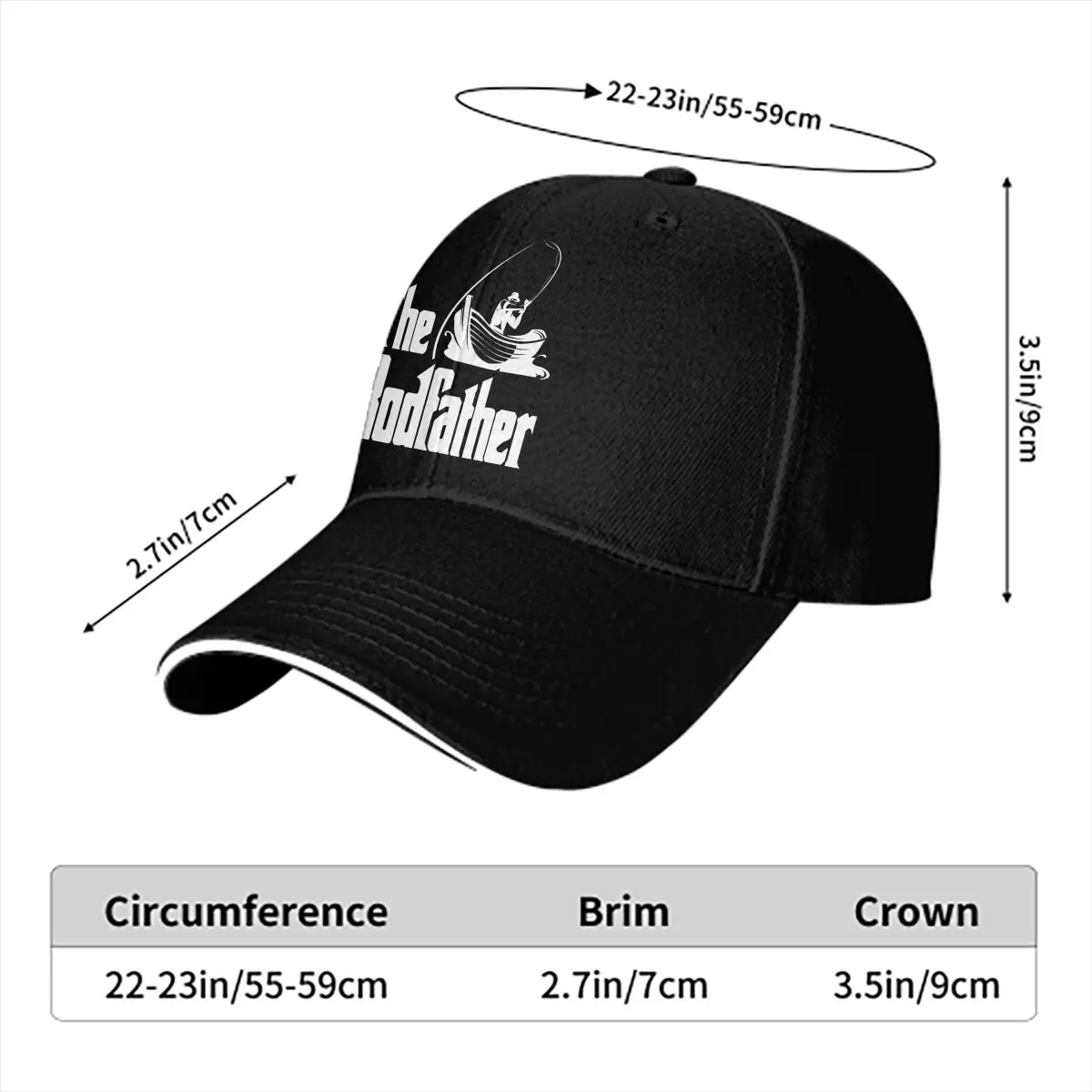 The Rodfather Baseball Caps Peaked Cap Fly Fishing Sun Shade Hats for Men Women