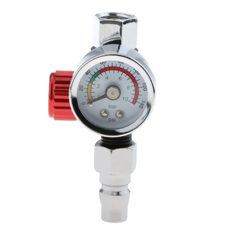 1/4' Air Pressure Regulator Spray Paint Gun Air Pressure Gauge Pneumatic Tool G1/4' Thread Port Air Regulator 0-140PSI/10Bar
