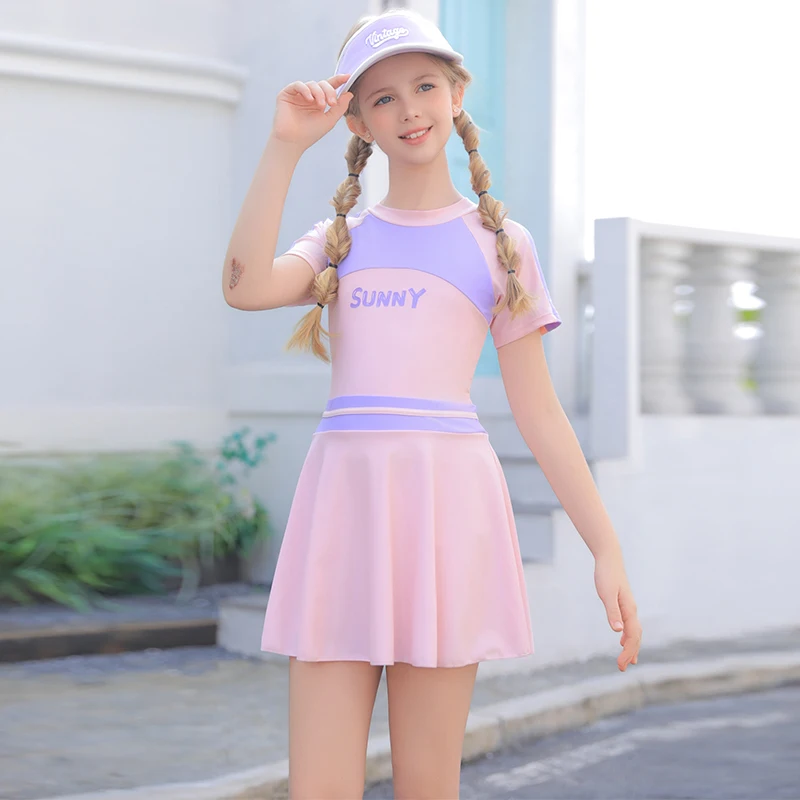 

Girls Swimwear Set with Skirt One Piece Swimsuit for Kids Swimdress Monokini Swimming Suits Bathing Suit Tankini Girl 12 Years