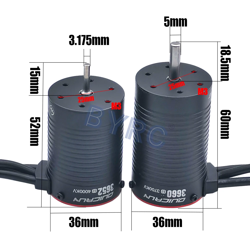 محرك HOBBYWING QuicRun 3652 3250KV/4000KV/5400KV 3660 3150KV/3700KV G2 محرك بدون فرشاة بدون مستشعر 2-3S لعربة سيارة RC 1/10