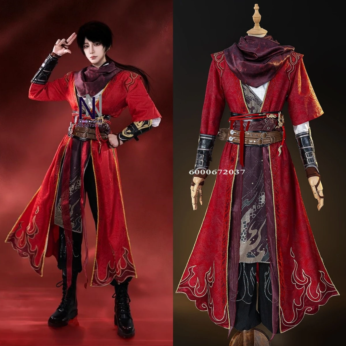 

Hot Game Naraka: Bladepoint Cosplay Costume Anime Li Xingyun Role Playing Red Uniform Outfit Wig Men Women Adult Comic Con Party