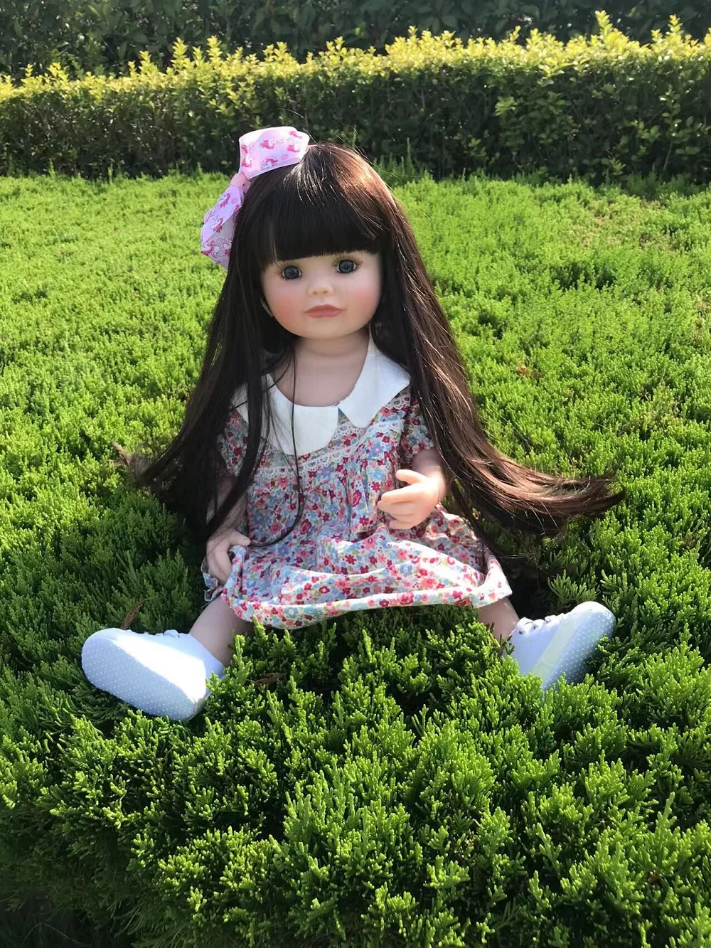 

Full Silicone Body 55 CM 22 Inch Brown Long Hair Lifelike Reborn Baby Girl Doll Toy Can Stand Realistic Princess Toddler Bebe