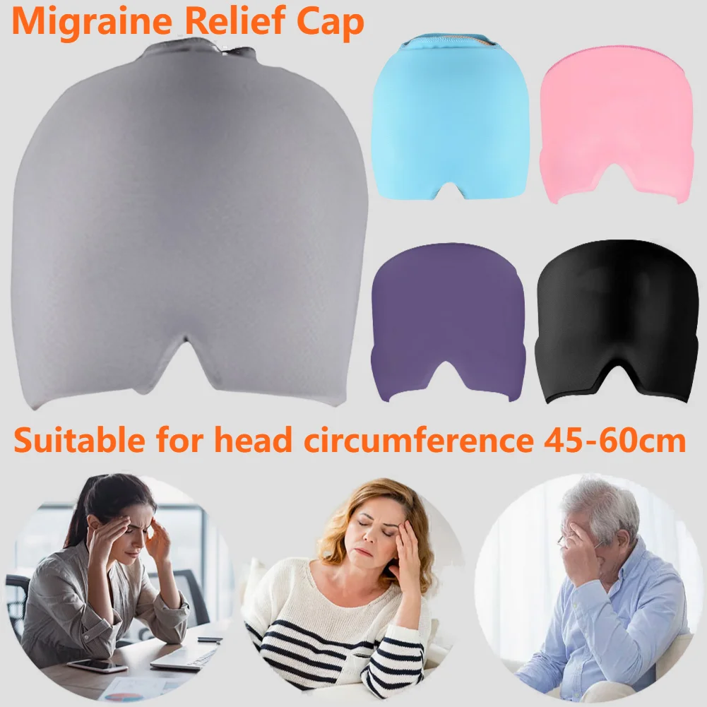 Migraine Relief Hat Reusable Headache Relief Hat Migraine Ice Head Wrap Flexible Cooling Hat Gel Cold Headache Ice Cap Relief