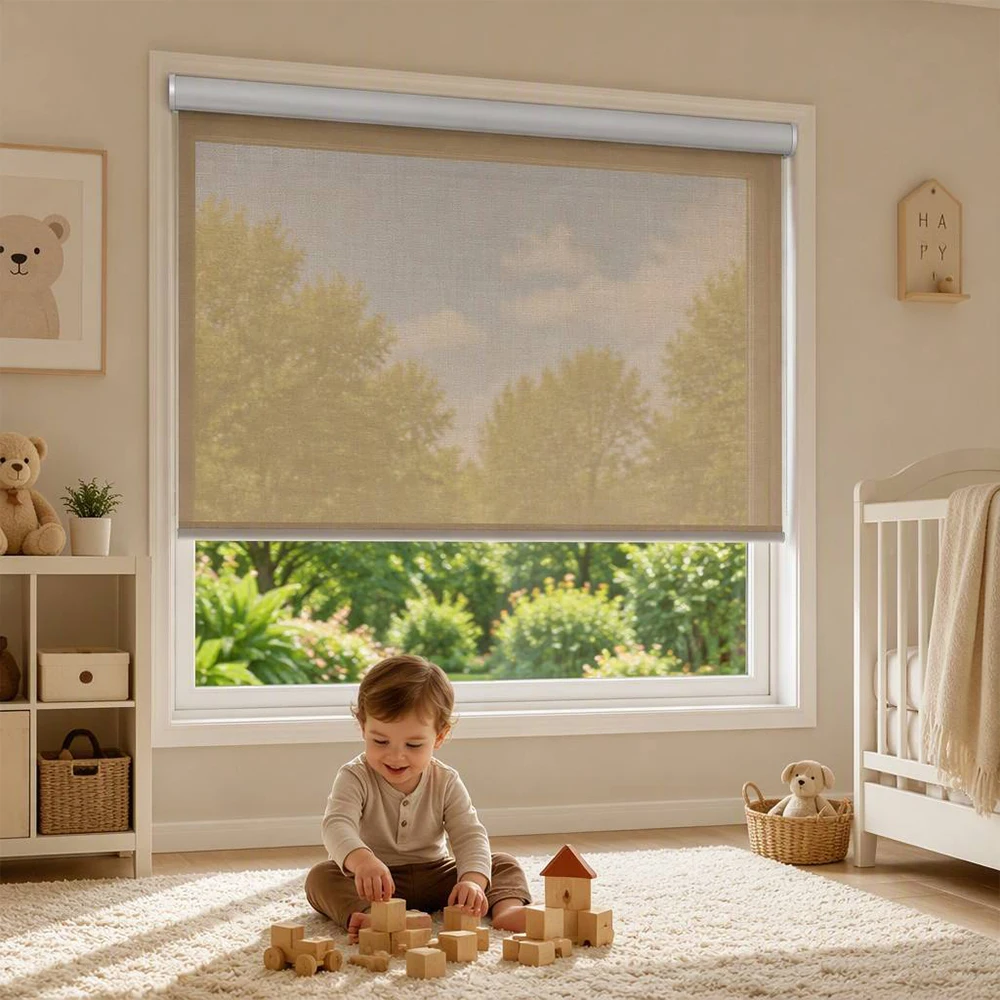 European American Household Cordless Drill-Free Light Transparent Roller Shades UV Ray Blocking Sunscreen Light Filter Window Bl
