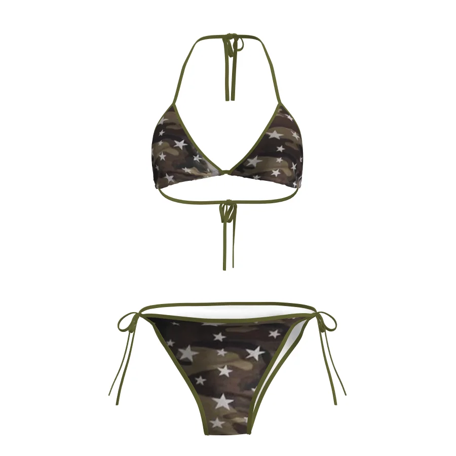 

Sexy Bikini 2025 New DK Strap Beach Vaion Women's Small Chest Gathered Tee-Pointed Separation Swimming Suits