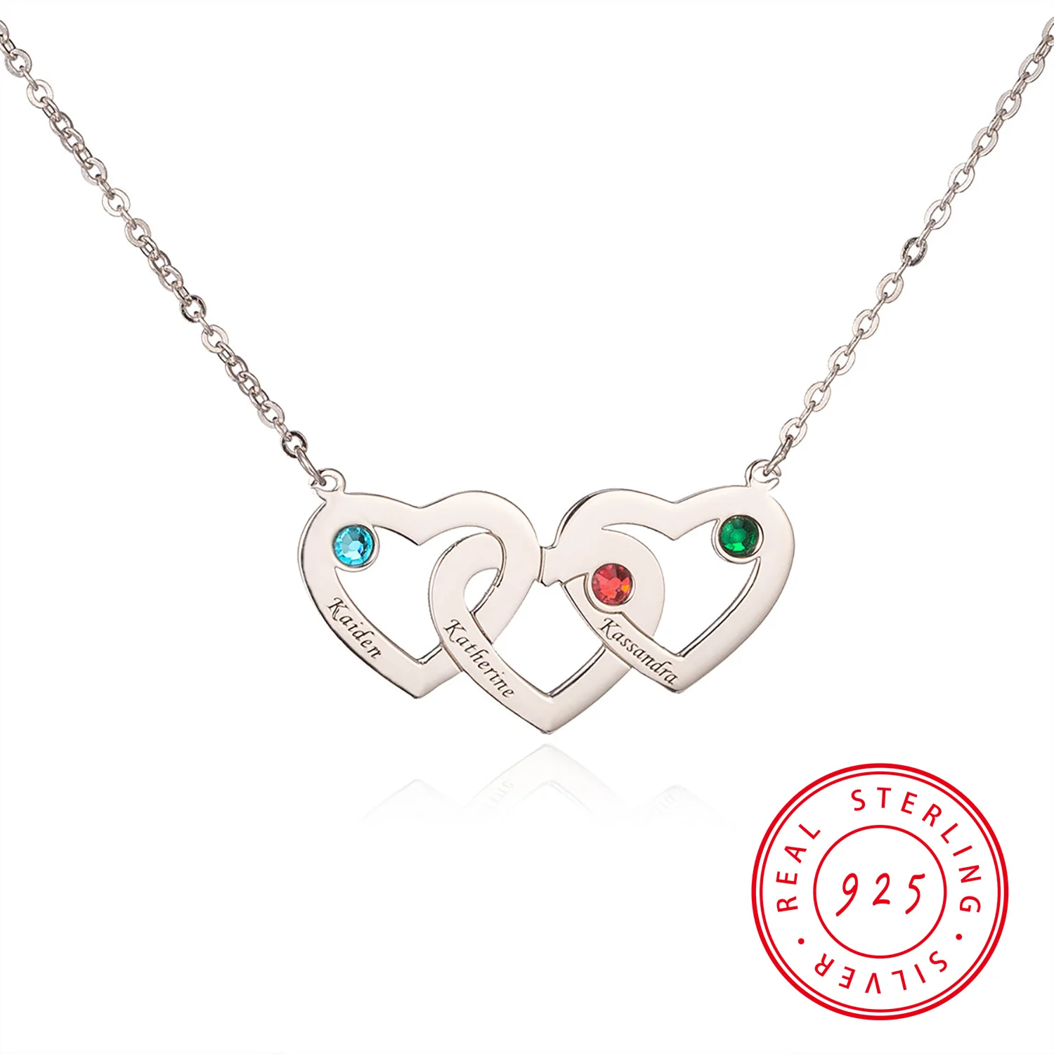 

Custom Heart Birthstone Name Necklace-Engraved Name Necklace 925 Sterling Silver Gifts for Family Friends Fashion Necklaces 2022