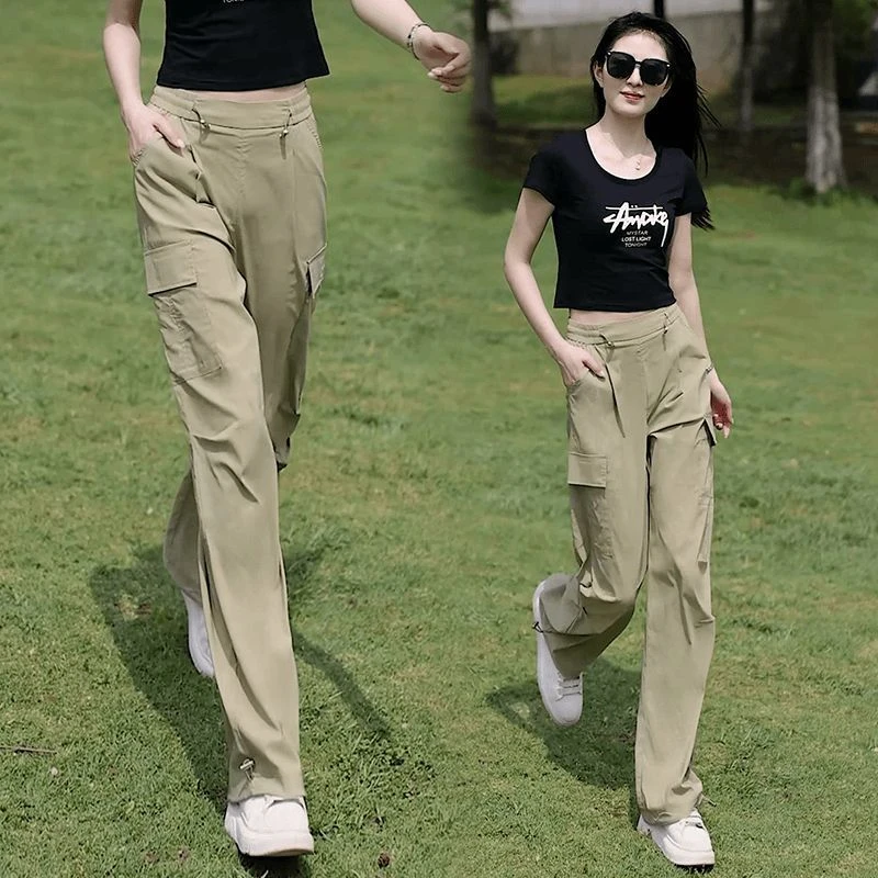 American Style Casual High Waist Thin Climbing Work Pants Straight Leg Sports Trousers for Women Summer 2026 New Arrival