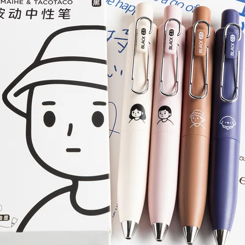 Imagen 1 del producto 4Pcs Minimalist Solid Color Mini Gel Pen Set Student Large Capacity Quick-Drying Black Ink Pen ST Pen Tip Office Signature Pens