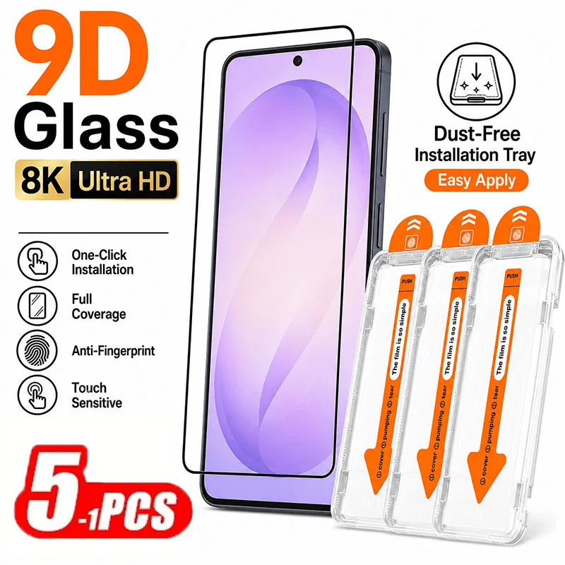 5-1PCS 8K Dust Free Glass For POCO F7 X8 Pro Max X7 X6 Pro 5G F6 X5 X4 M6 M5 F3 X3 C75 C65 Oleophobic Coating Screen Protector