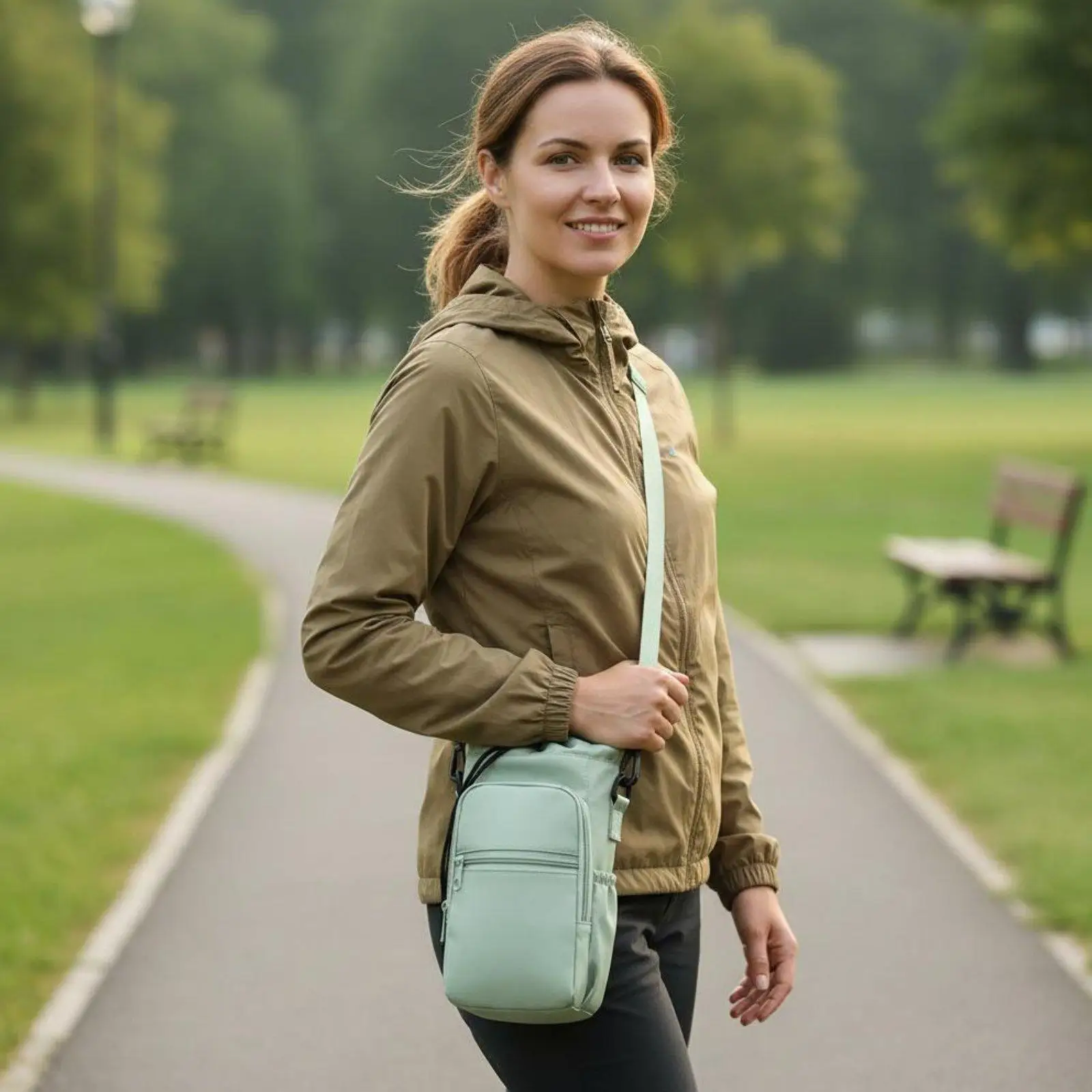 Designer Outdoor Bottle Bag Luxury Crossbody Water Bottle Pouch with Smartphone Pocket for Travel Fitness