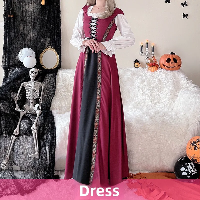 

Новинка 2025, ретро, средневековое, в стиле Ренессанс, женское платье с квадратным вырезом и застежкой на талии, костюм для выступлений, театральные шоу, платья для косплея