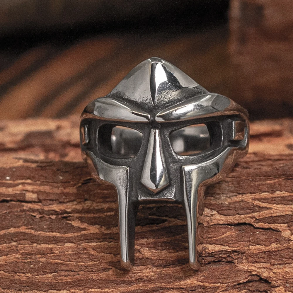 Classic Punk Hip Hop Goth Mf Doom Mask Rings for Men Women Biker Stainless Steel Ring Fashion Amulet Jewelry Gift  Wholesale