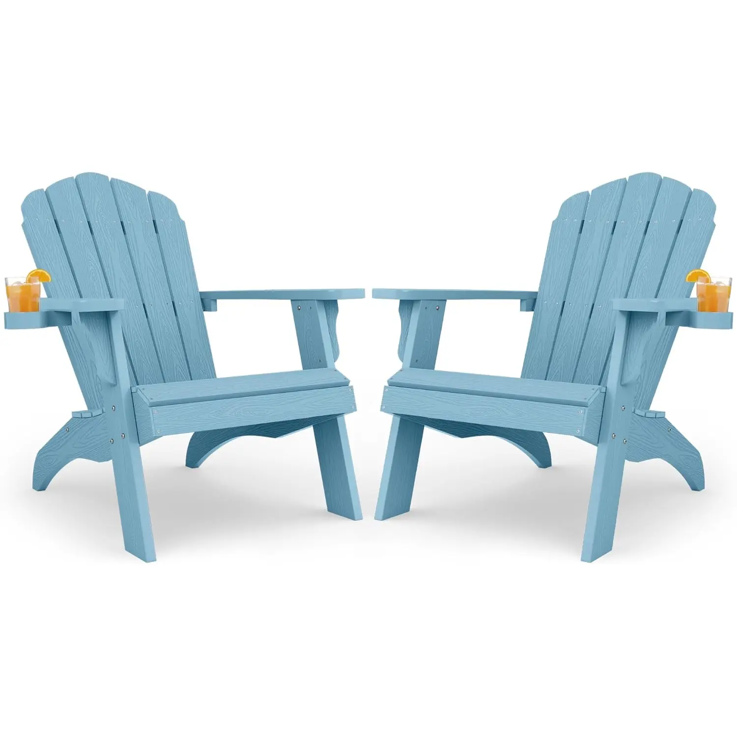 

Набор из 2 больших пластиковых кресел Adirondack с подстаканниками (универсальные), устойчивые к погодным условиям, из полимерной древесины, на заказ
