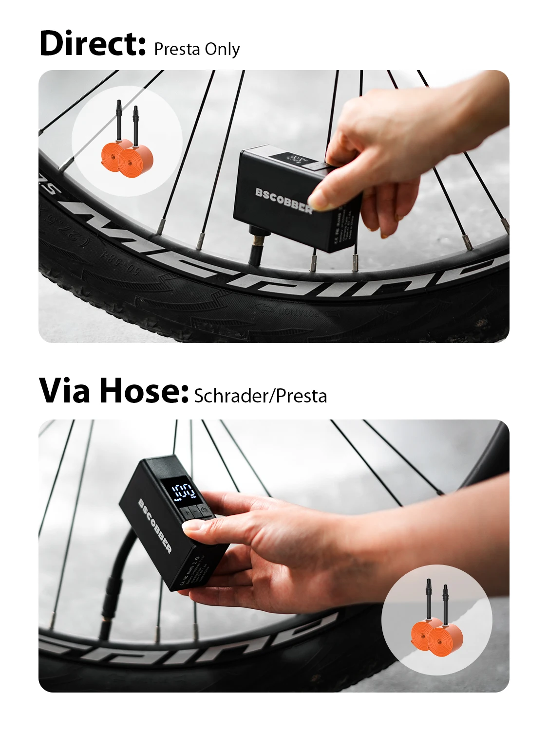 BSCOBBER Reifen-Kombinationswerkzeug Zubehör Kabelloser A3S Tragbarer Reifenfüller Reifenpumpe TPU-Schlauch 700c Rennrad TPU-Kameras – Detail 4