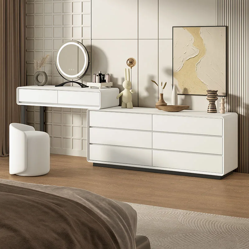 

Hot Sales Modern Luxury Full Solid Wood Dressing Table With Lighted Mirror Foldable Drawer Bedroom Bedside Table