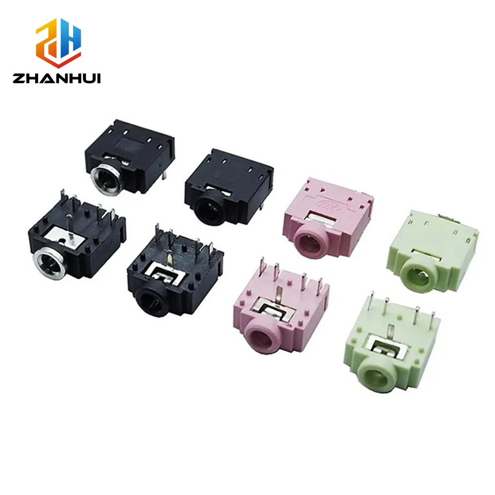 5/10PCS PJ307 3.5mm 5Pin Stereo Audio Jack - Metal/Plastic Mouth DIP PCB Headphone Socket (PJ-307C/3F07)