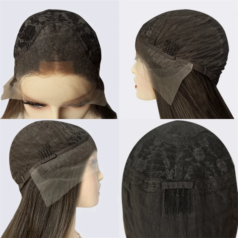 Bruin gemengd blond synthetische kant pruik pruik realistisch natuurlijk ogende natuurlijke voorgeplukte haarlijn met babyhaar voor vrouwen