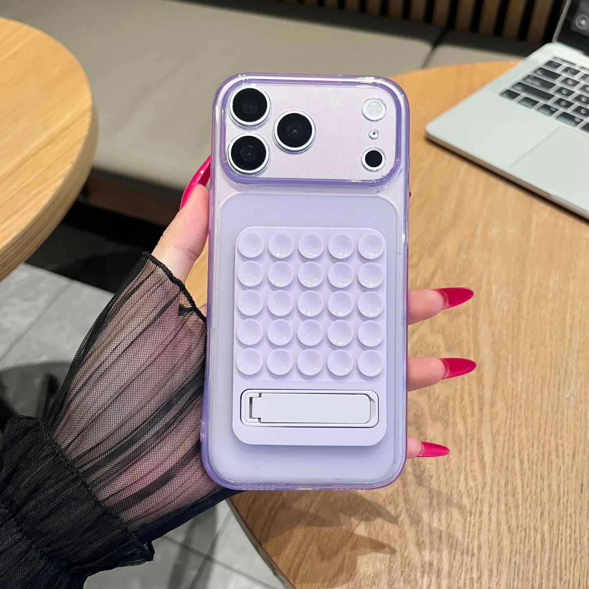 Silicone Suction Cup Fold Stand Clear Soft Case For iPhone 17 16 15 14 13 12 Pro Max Plus Sucker Bracket For Selfies And Videos - view 6