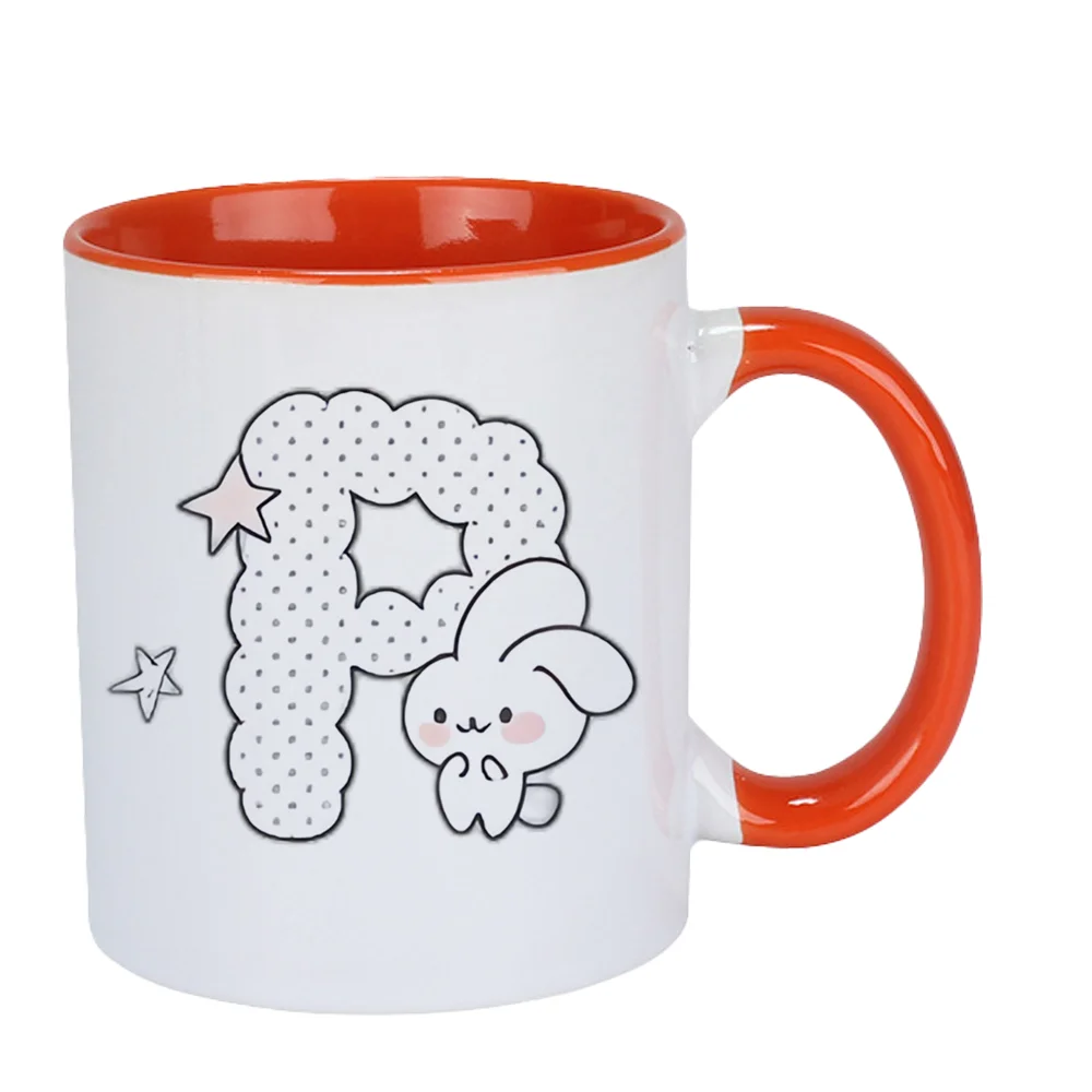 11oz Cute Rabbit and Star Pattern Ceramic Coffee Mug for Home Use Holiday Present Birthday Party Christmas Tableware