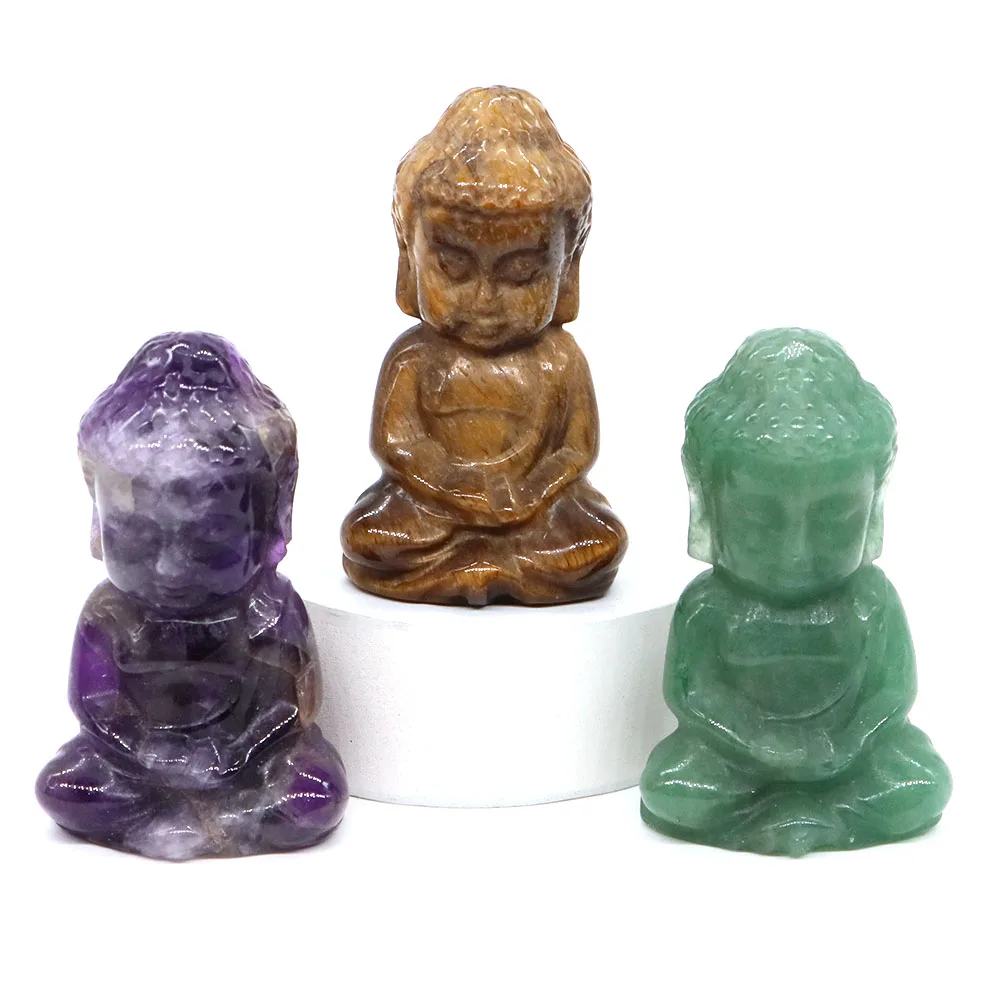 49mm Buddha Statue Natural Stone Healing Crystal Tathagata Buddha Figurine Hand Carved Gems Crafts Fengshui Home Decoration Gift view 5
