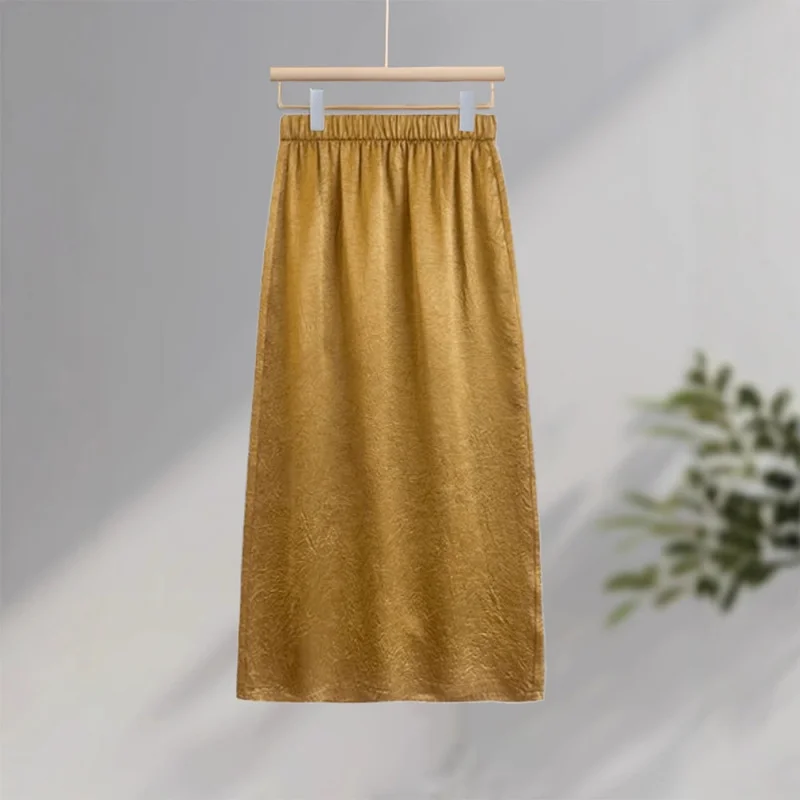 أزياء بسيطة نصف تنورة للنساء الصيف تنورة طويلة النمط الصيني الجديد Bodycon تنورة أنيقة عالية الخصر ألف خط تنورة #2