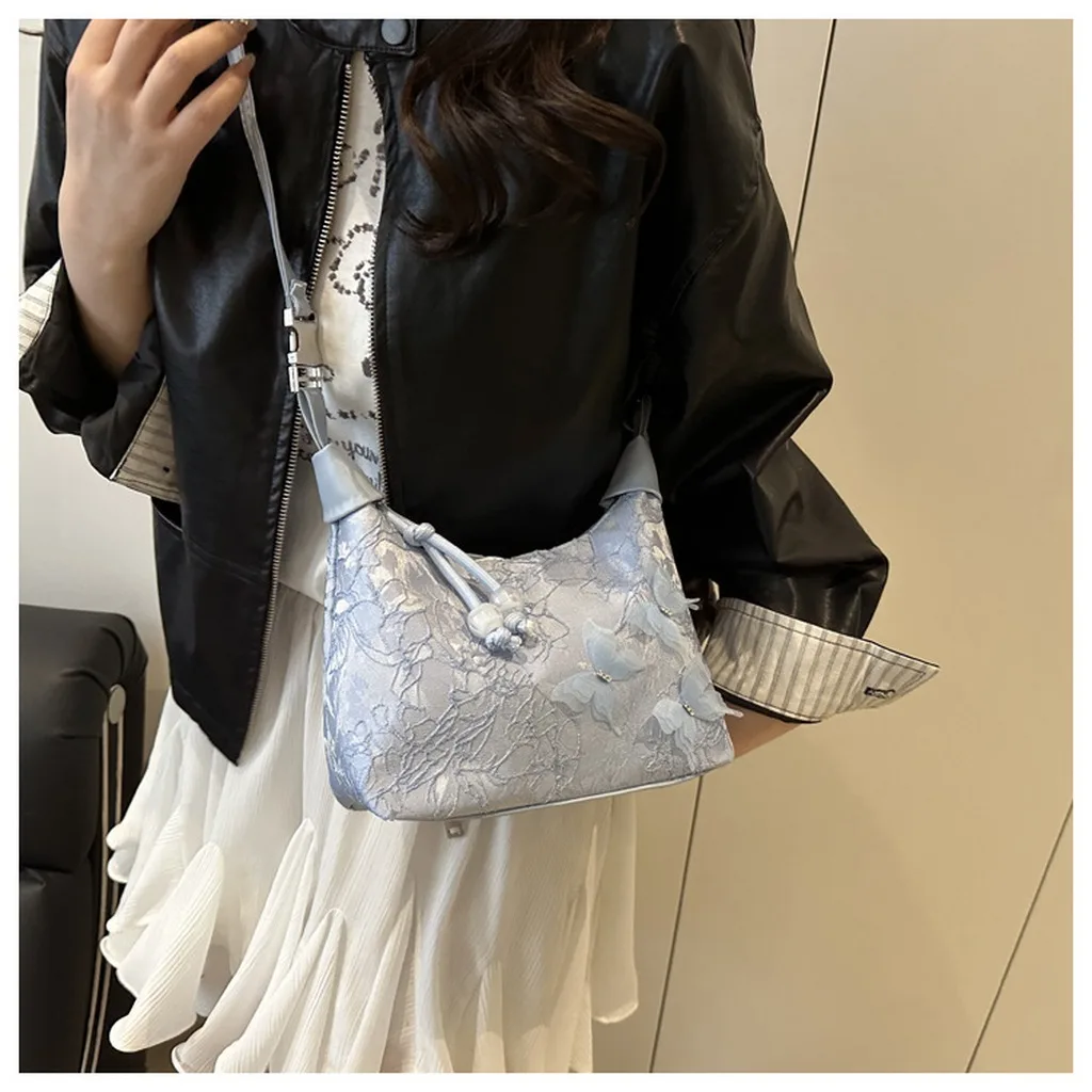 Women'S Hobo Bag Practical Textured Fabric Bag Dumpling Shoulder Bag Versatile Crossbody Handbag For Casual Shopping Short Trips