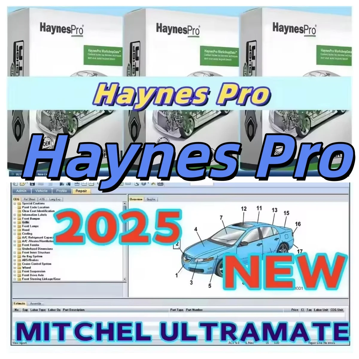 2025 Mitchell Ultramate 7 Complete Advanced Estimating System &Ultra Patch & HAYNES PRO Vivid 2015.1 Automotive Workshop