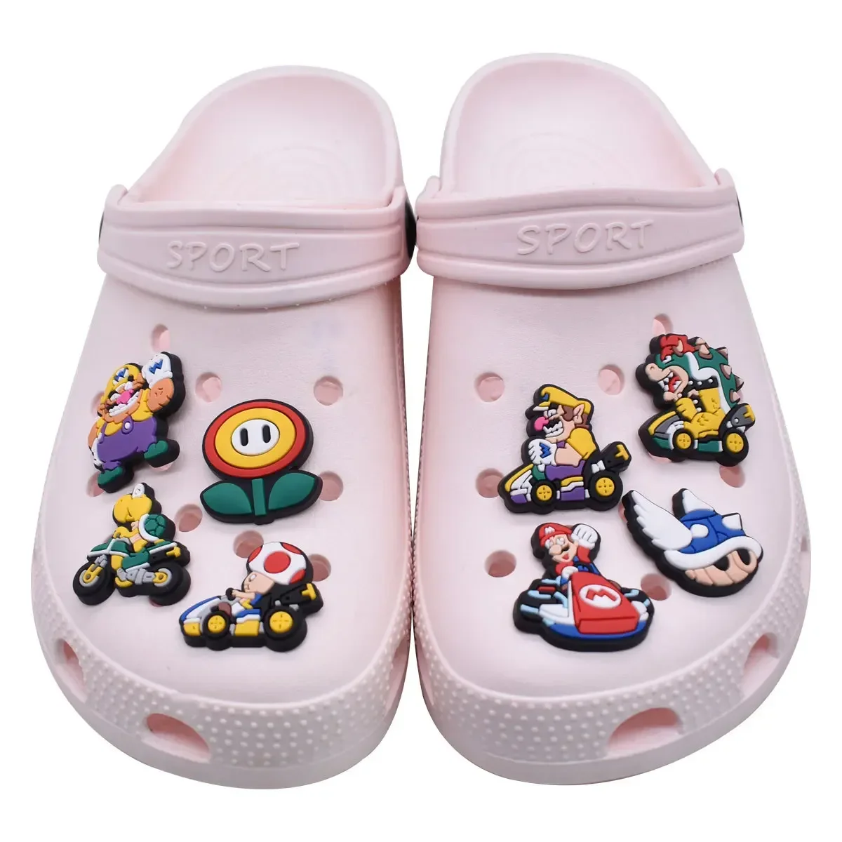 30Pcs/set Super mario Croc Charms Slippers Decorative Accessories Shoes Flower Sandals Ornaments Shoe Decoration shoes Buckle