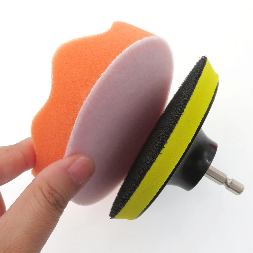 4 Inch 5Pcs Sponge Polishing Pad with M10 Adapter Backing Plate 100 mm for Automobile RV and Motorcycle Polishing or Waxing