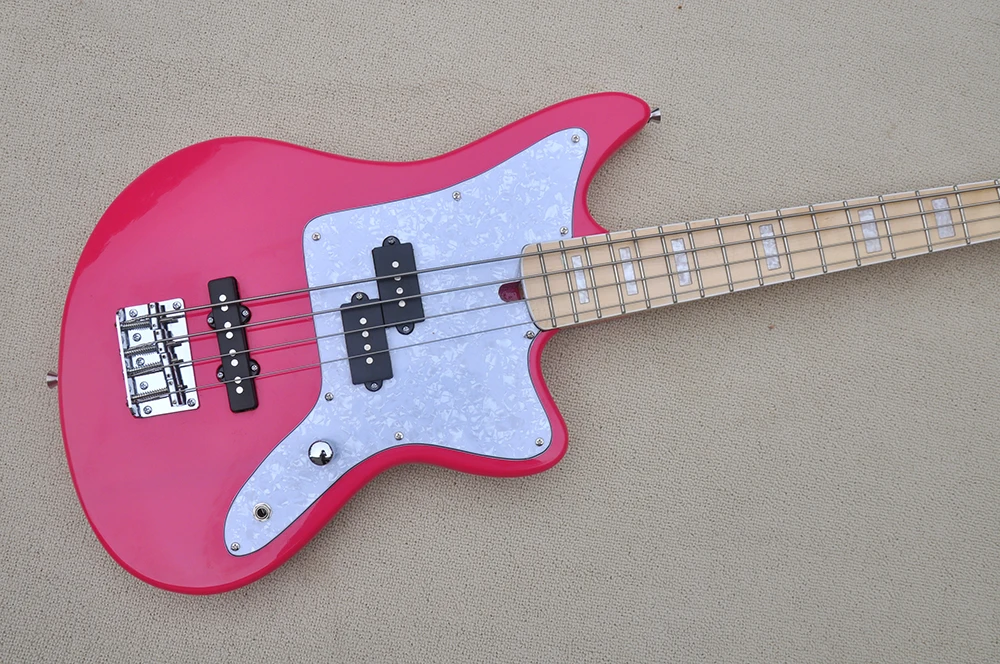 Flyoung Wholesale Electric Bass Guitar Red 4 Strings Bass Maple Fretboard Bass