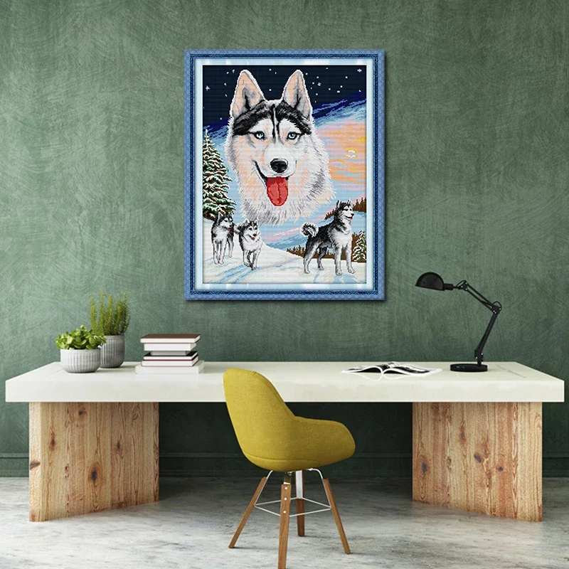 Cute Dogs Animal Pattern Cheetah Cross Stitch Kit 14ct 11ct Count Print Canvas Diy Embroidery Sewing Set Home Decoration